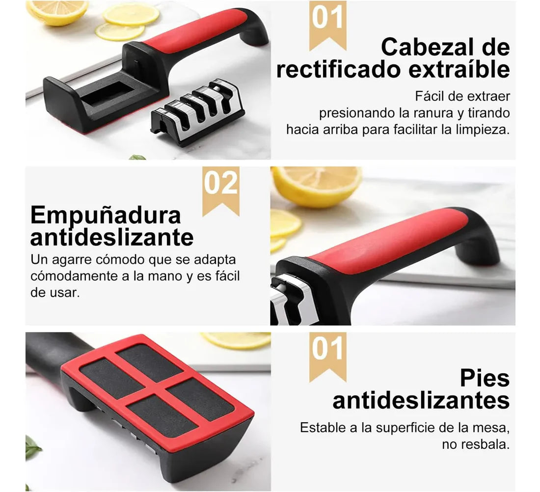 Afilador De Cuchillos Y Tijeras Cocina 4 en 1- Corta, Pica y Rebana sin Esfuerzo + Envío Gratis