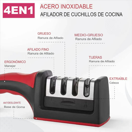 Afilador De Cuchillos Y Tijeras Cocina 4 en 1- Corta, Pica y Rebana sin Esfuerzo + Envío Gratis